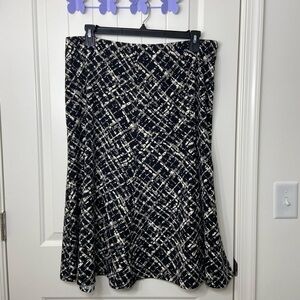 EUC Vintage JM Collection women’s black gray cream zip flowy midi skirt size‎ 16